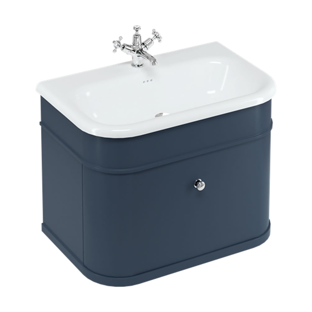 Image of the Burlington Chalfont 750mm Stone Basin & Blue Wall Hung Unit